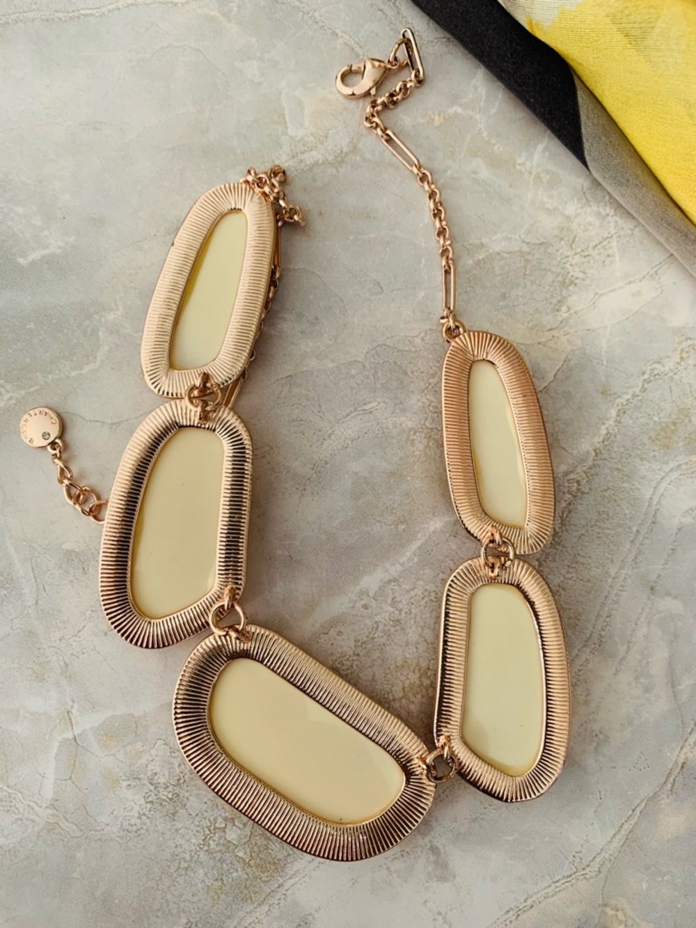 Charter Club Iridescent Yellow Glass Statement Necklace with Rose Gold Chain - Picture 4 of 5